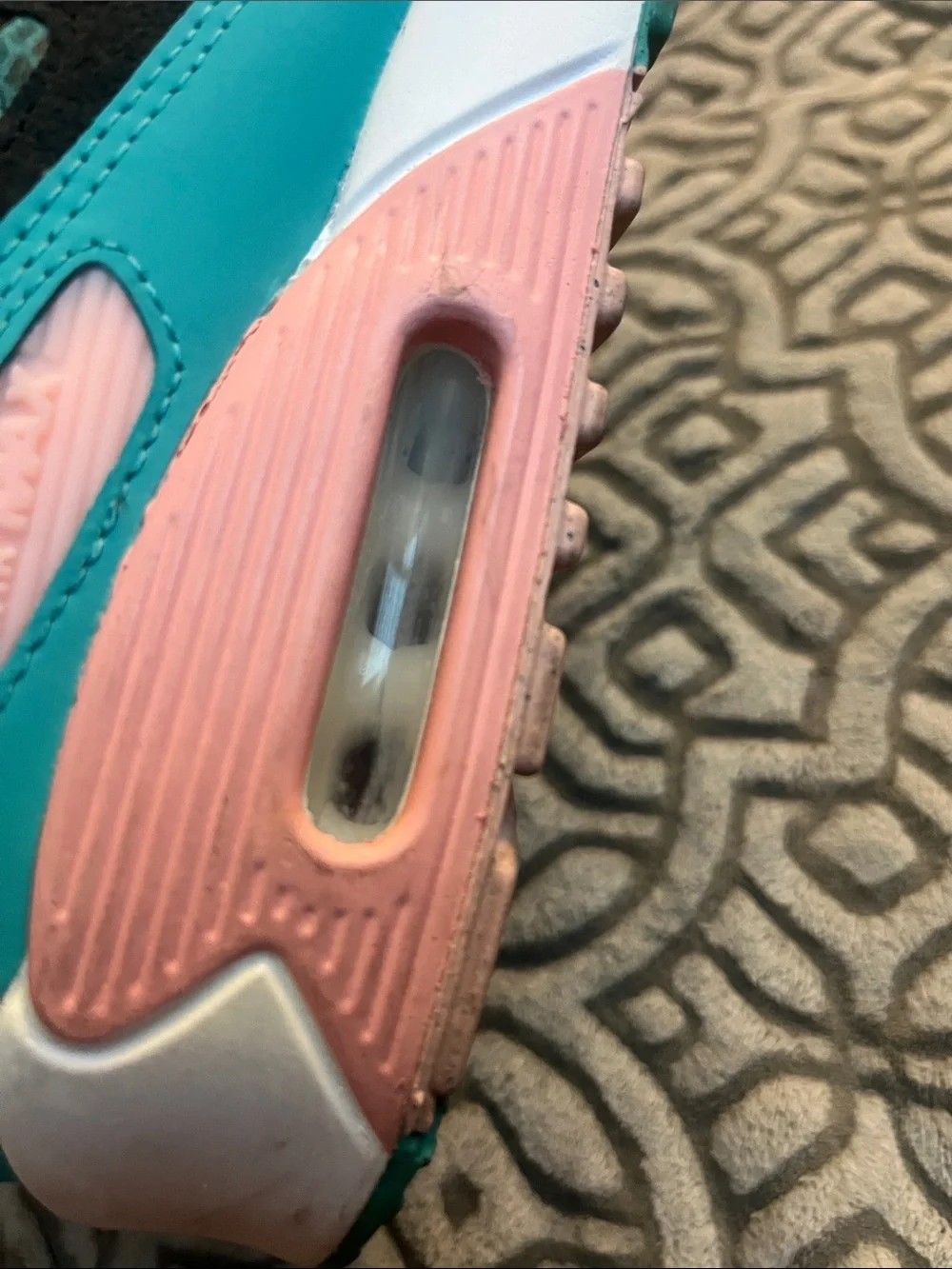 Nike White Teal Pink Mesh Snake-Texture Sneakers air max 90